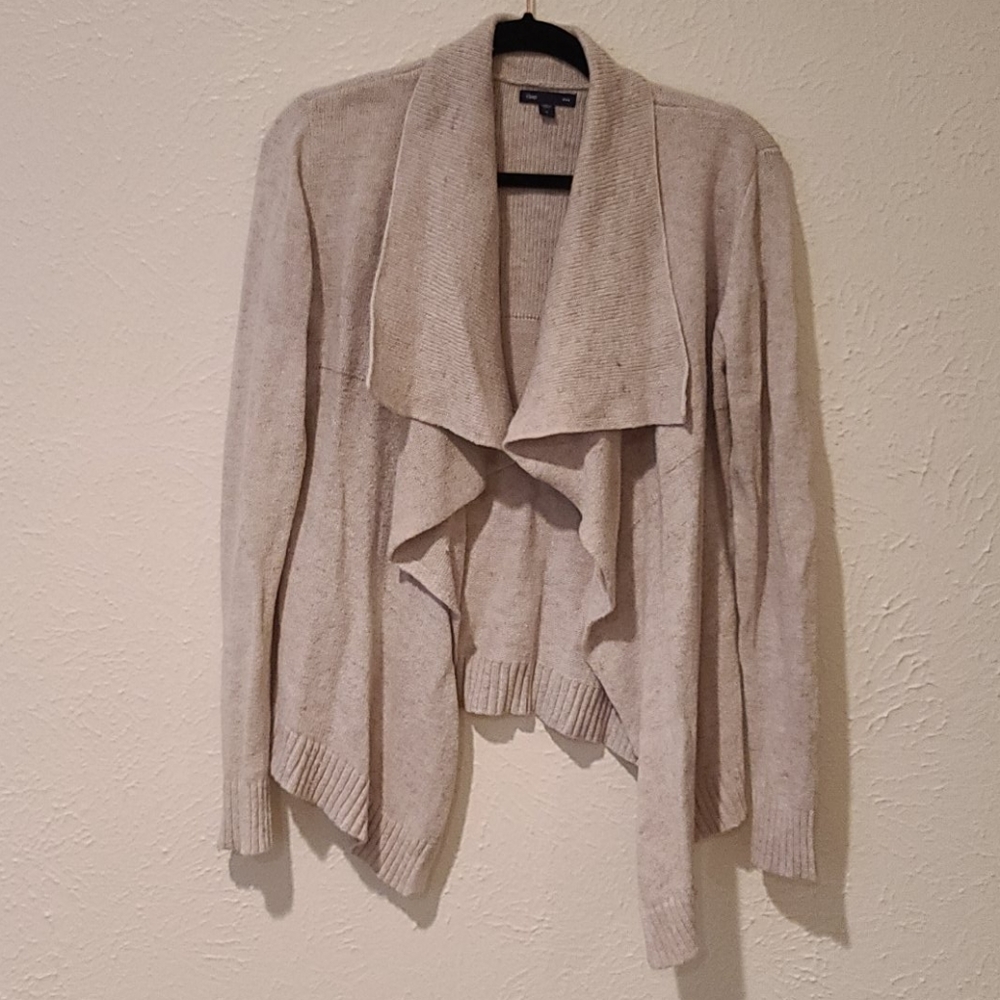 Gap Cream and Grey Heathered Drapey Cardigan
